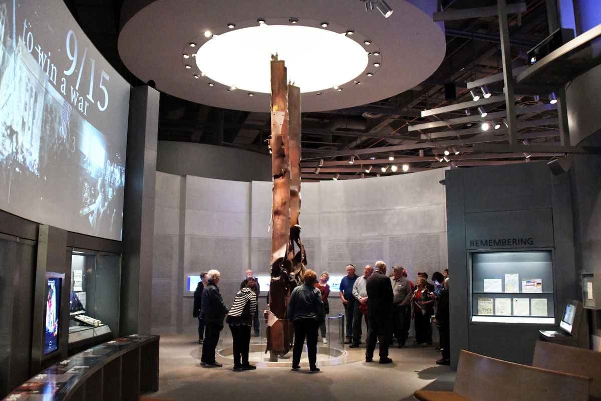 304 The Fun Club views the mangled steel from the World Trade Center on display at the George W Bush Institute in Dallas.JPG
